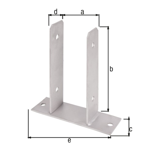 Alberts® Edelstahl U-Pfostenträger 200x60x4mm zum Aufschrauben für verschiedene Pfostenstärken