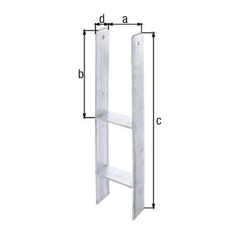 Alberts® H-Pfostenträger 300x60x6mm Gesamtlänge 600mm für verschiedene Pfostenstärken
