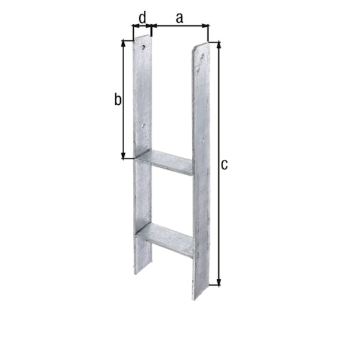 Alberts® H-Pfostenträger 300x60x6mm Gesamtlänge 600mm für verschiedene Pfostenstärken