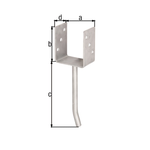 Alberts® Edelstahl U-Pfostenträger 104x60x4mm Betonanker Rundstahl für verschiedene Pfostenstärken