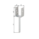 Vorschaubild Alberts® U-Pfostenträger 104x60x4mm Betonanker Riffelstahl für verschiedene Pfostenstärken