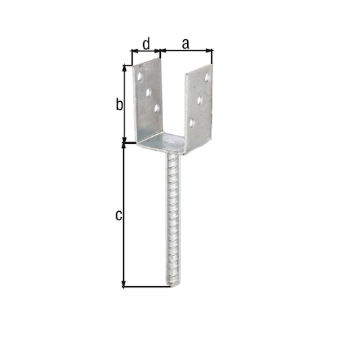 Alberts® U-Pfostenträger 104x60x4mm Betonanker Riffelstahl für verschiedene Pfostenstärken