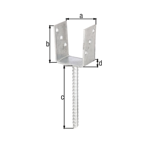 Alberts® U-Pfostenträger 104x60x4mm Betonanker Riffelstahl für verschiedene Pfostenstärken