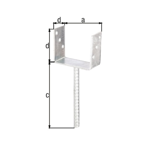 Alberts® U-Pfostenträger 104x60x4mm Betonanker Riffelstahl für verschiedene Pfostenstärken