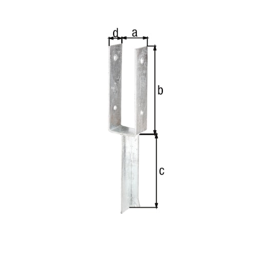 Alberts® U-Pfostenträger 200x60x4mm Betonanker T-Eisen für verschiedene Pfostenstärken