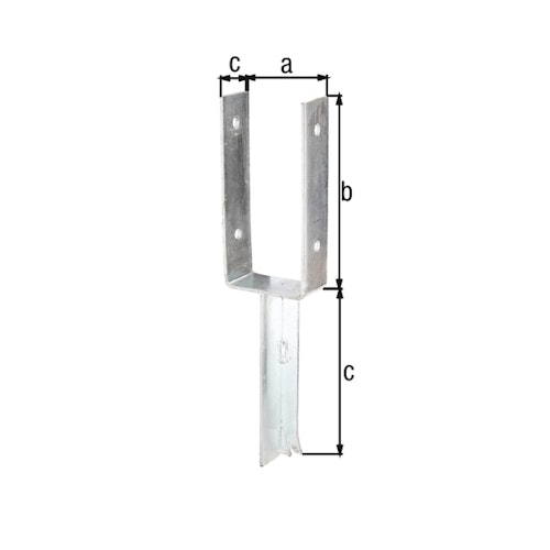 Alberts® U-Pfostenträger 200x60x4mm Betonanker T-Eisen für verschiedene Pfostenstärken