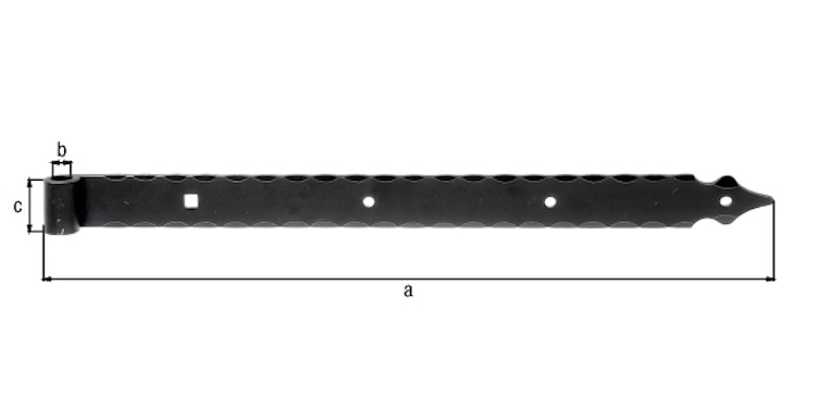 Alberts® Ladenband m.Zierspitze 600x45mm ⌀16mm randgehämmert schwarz