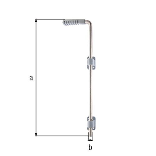 Alberts® Bodenschieber,VA,Griff grau,Gesamthöhe 500 mm,Abstand Bolzen-Tor 40 mm 