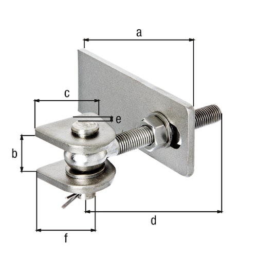 Alberts® Torband für 180° Öffnung,lang,VA,z.Anschweißen,Gew.M16