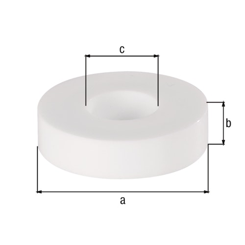 Alberts® Distanzhülse,KST weiß,Außen ⌀20 mm,Höhe 5 mm,Innen ⌀8,5 mm,verpackt à 20 St. 