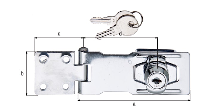 Alberts® Sicherheits-Überfalle,abschließbar,chromatiert,LxB Überf.:100x41,5,L Platte:40mm 