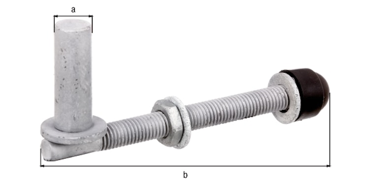 Alberts® Kloben z.Durchschrauben,ein Paar,feuerverz.,Dornst.⌀16mm,Länge 140mm,Gew.M12 