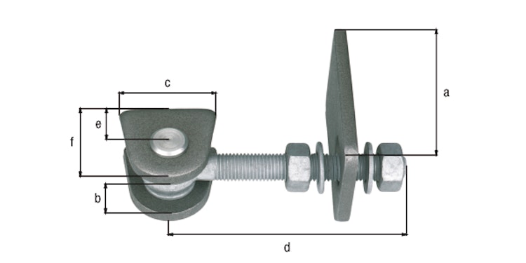 Alberts® Torband f.180° Öffn,kurz,Schrauben,etc.fvz.,Bolzen,etc.VA,z.Anschweißen,M20,VE4