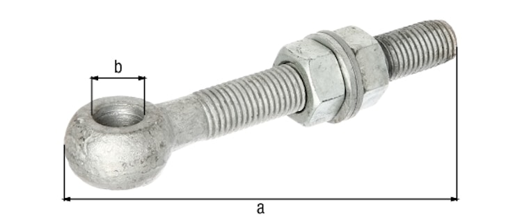 Alberts® Augenschraube,fvz.,Gew.M20,Abstand Anfang Gewindest.-Mitte Augenschr.150mm,m.Zub 