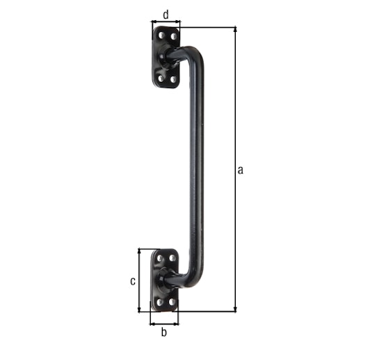 Alberts® Torgriff schwarz pulverbeschichtet  Gesamtlänge 275 mm Plattenbreite 32 mm 