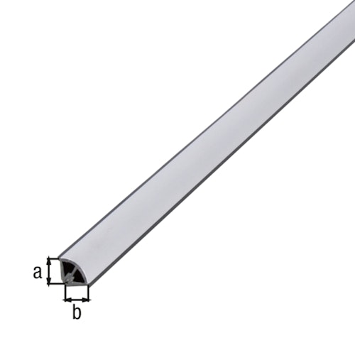 Alberts® Abschlussleiste,sk.2-tlg.m.Gummilippe,PVC m.ALU-Einl,silber,LxBxH 2600x15x15mm 433727