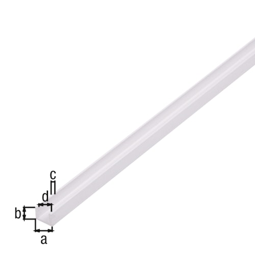 Alberts® U-Profil, PVC weiß, LxBxHxS 1000 x 8,7 x 6,2 x 1,2 x 6,3 mm 470562