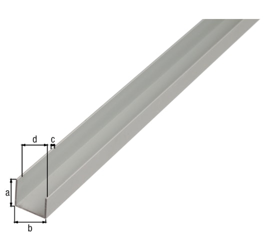 Alberts® U-Profil, Alu, Länge 1m, 20x22x15mm