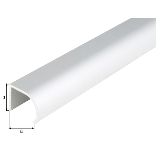 Alberts® Griffprofil, Form abgerundet, Alu silber elox., LxBxS 1000 x 25 x 19 mm 475253