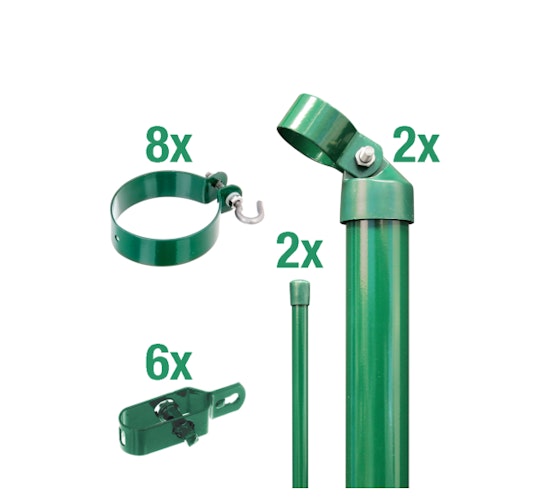 Alberts® Zaunanschl.-Set f. WG, grün kstb.,zE,f.Pfosten ⌀76 mm,f.Höhe 1000 mm 601164