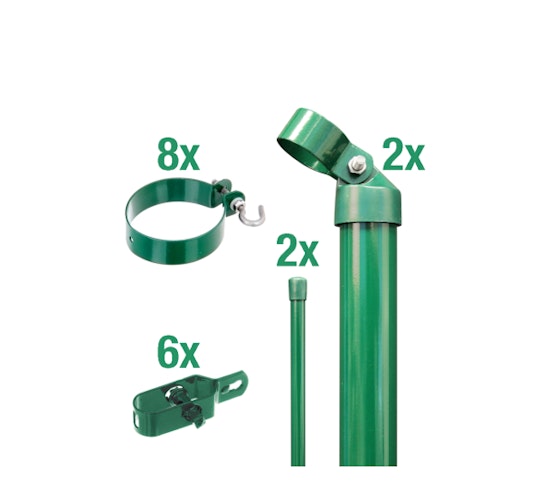 Alberts® Zaunanschl.-Set f. WG, grün kstb.,zE,f.Pfosten ⌀76 mm,f.Höhe 1250 mm 601171