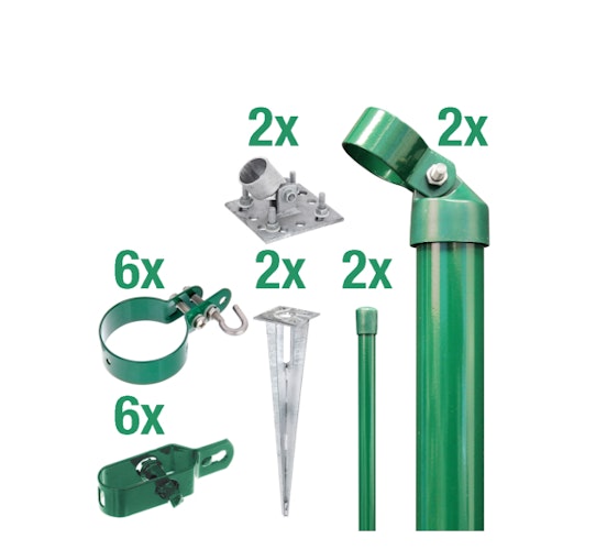 Alberts® Zauneck-Set Maschendrahtzaun,m.Bodenhülse,grün,Zaunhöhe:1000mm 601584