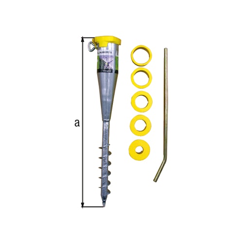 Alberts® Einschraub-Bodenhülse für Rohre 25-65 mm ⌀, fvz, Gesamtlänge 560 mm,VE 8 St. 610630