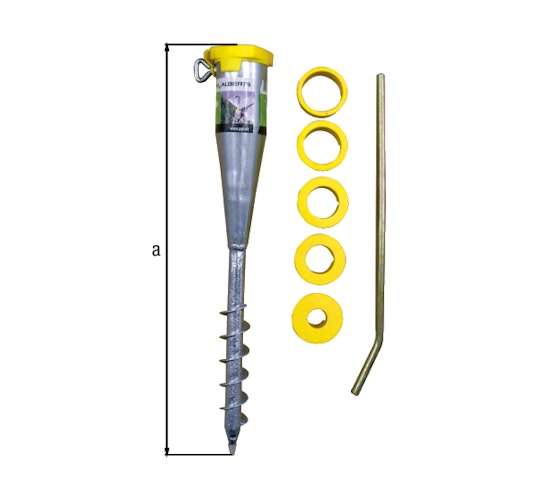 Alberts® Einschraub-Bodenhülse für Rohre 25-65 mm ⌀, feuerverzinkt, Gesamtlänge 560 mm 610647