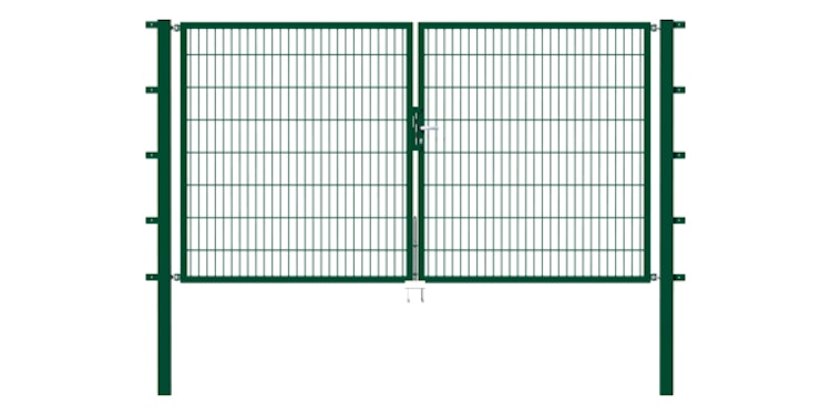 Alberts® Doppeltor Flexo,fvz.grün Kst.b.RAL 6005,lichte BxH3500x1400,PF80x80/2100mm 648282