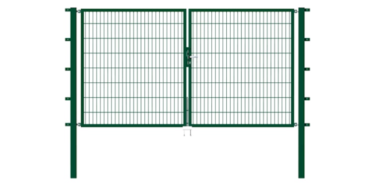 Alberts® Doppeltor Flexo,fvz.grün Kst.b.RAL 6005,lichte BxH3500x1600,PF80x80/2300mm 648299