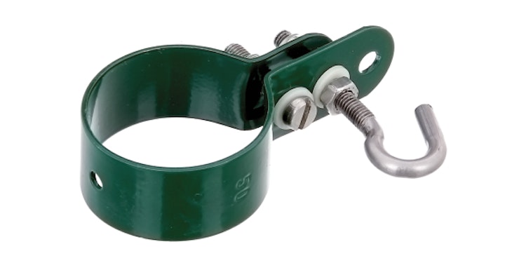 Alberts® Schelle,Befestigung v. Geflechtspannstäben an Pfosten,verzinkt,grün Kst.b.,⌀48mm 655624