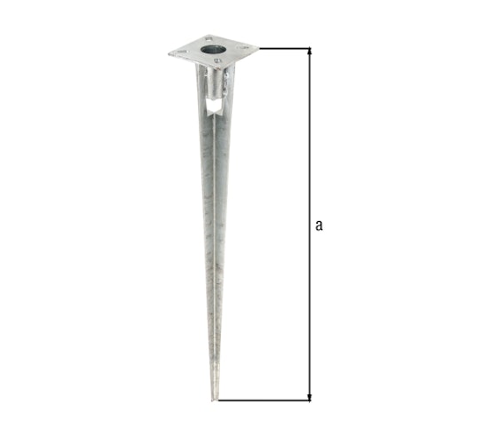 Alberts® Einschlag-Bodenhülse f.Stahlrohr-Zaunpf.,feuerverz.,Länge750mm,für Pfosten⌀38mm 658670