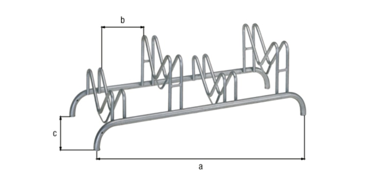 Alberts® Mehrfach-Fahrradständer freist.,fvz, Einstellplätze 4, LxT 1150x515 mm 692643