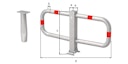 Vorschaubild Alberts® Parkplatzbügel Stoppy I umlegb.,Pz.,fvz.,4 rote Ringe,z.Einb.,Breite 950mm 770013