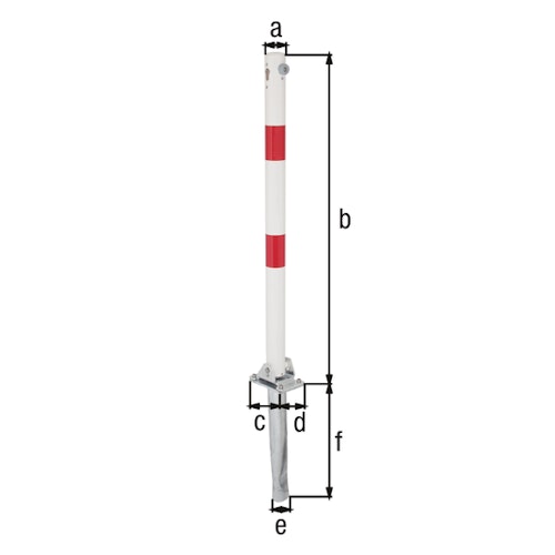 Alberts® Absperrpf.Klappy-Bo umlegb.,PZ,fvz,weiß,2 rote Ringe,z.Einb.,Pf.⌀60 mm 780876