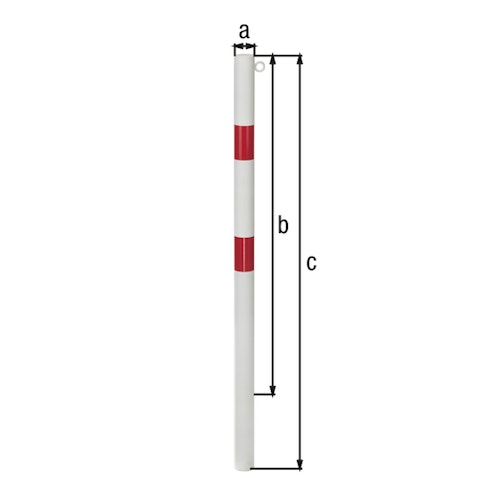 Alberts® Absperrpf. Standard SK fvz.,weiß,2 rote Ringe,1 Öse, z.Einb., Pf.⌀76 mm 782771