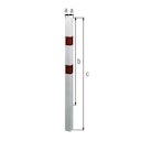 Vorschaubild Alberts® Absperrpf. Standard SK fvz.,weiß,2 rote Ringe, z.Einb.,Pf. 70x70 mm 783068