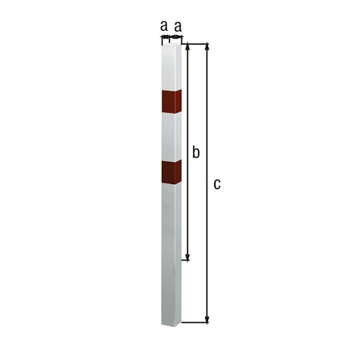 Alberts® Absperrpf. Standard SK fvz.,weiß,2 rote Ringe, z.Einb.,Pf. 70x70 mm 783068