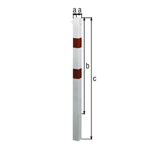 Alberts® Absperrpf. Standard SK fvz.,weiß, 2 rote Ringe, z.Einb.,Pf. 70x70 mm 783082