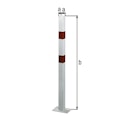 Vorschaubild Alberts® Absperrpf. Standard SK fvz.,weiß,2 rote Ringe, Aufschr.,Pf. 70x70 mm 783211