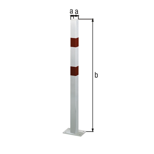 Alberts® Absperrpf. Standard SK fvz.,weiß,2 rote Ringe, Aufschr.,Pf. 70x70 mm 783211