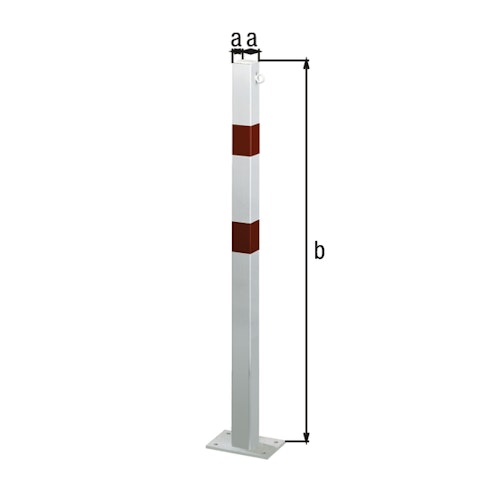 Alberts® Absperrpf. Standard SK fvz.,weiß,2 rote Ringe,1 Öse, Aufschr.,Pf. 70x70 mm 783228