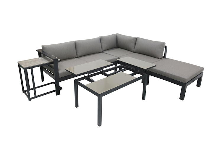 Garden Pleasure Lounge-Eckgruppe MIRANDA, Aluminium Anthrazit / Kissen Olefin (100 % Polypropylen) Grau