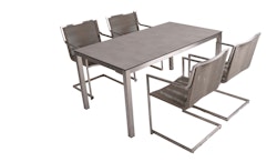 Garden Pleasure Dining-Set SIENNA, Tisch + 4 Stühle, Edelstahl / Rope / HPL Betonoptik