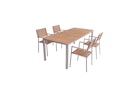 Garden Pleasure Gartenmöbel Set DALLAS / DENVER 07, Tisch 200 x 90 + 4 Stapelsessel, Edelstahl / Teak