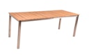 Garden Pleasure Gartenmöbel Set DALLAS / DENVER 02, Tisch 200 x 90 + Bank + 4 Stapelsessel, Edelstahl / Teak