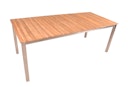 Garden Pleasure Gartenmöbel Set DALLAS / DENVER 02, Tisch 200 x 90 + Bank + 4 Stapelsessel, Edelstahl / Teak