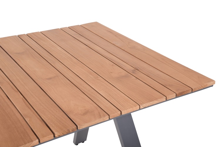 Garden Pleasure Gartenmöbel Set DAVINA / ELENA 05, Tisch 180 x 90 +  4 Stapelsessel, Aluminium / Teak / Kunststoffgewebe