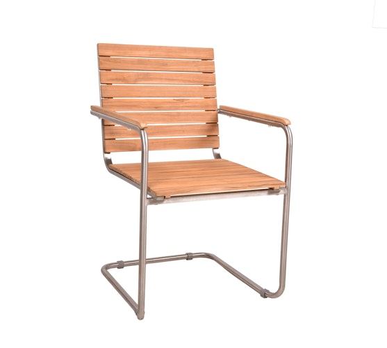 Garden Pleasure Gartenmöbel Set DALLAS / DENVER 05, Tisch 200 x 90 + 4 Schwingstühle, Edelstahl / Teak