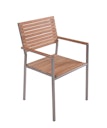 Garden Pleasure Gartenmöbel Set DALLAS / DENVER 02, Tisch 200 x 90 + Bank + 4 Stapelsessel, Edelstahl / Teak